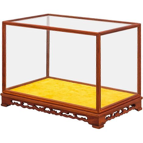 Présentoir et boîte rectangulaires en verre et bois, résistants à la poussière, adaptés aux antiquités et à la décoration intérieure, 1 ensemble (1/5)