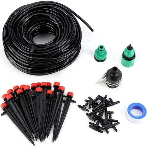 Kit Irrigation Goutte Goutte, Système D'irrigation Jardin Irrigation Goutte Goutte Irrigation Automatique avec Tuyau de 25 m et Joint en T 19 x 4/7 pour Paysage Plantes de Patio (1/4)