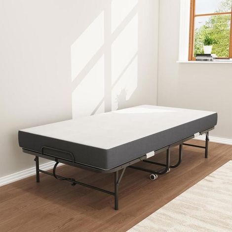 Lit d'appoint pliant - KOMHTOM - 190 x 96 cm - Matelas mémoire 9,5 cm - Sur roulettes - Capacité 136 kg (1/5)
