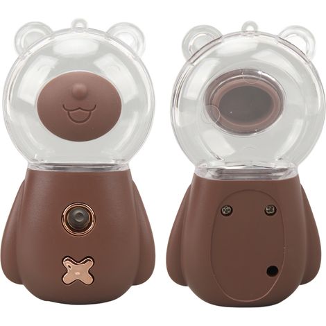 Niedlicher, bärenförmiger Nano-Luftbefeuchter mit USB-Anschluss, 300 ml, feuchtigkeitsspendendes Gesichtsspray mit Timer, Braun (1/4)