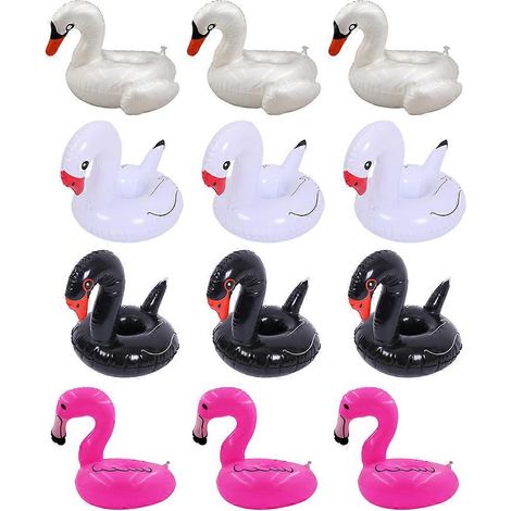 Lot de 12 porte-gobelets gonflables pour piscine, flotteurs et sous-verres pour fêtes aquatiques - Style 2 (1/5)