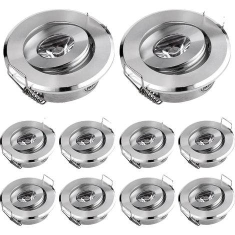Downlight, Design Mini Encastré, LED Blanc Chaud, Corps en chrome, Blanc chaud 3000K-c, 3W-c (1/2)