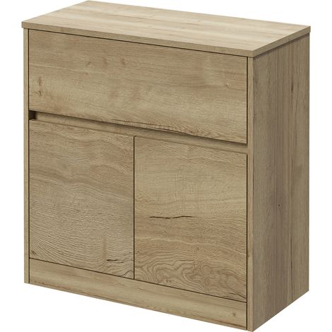 Montego Autumn Oak 800mm Floor Standing 1 Drawer 2 Door Vanity Unit for Countertop Basins