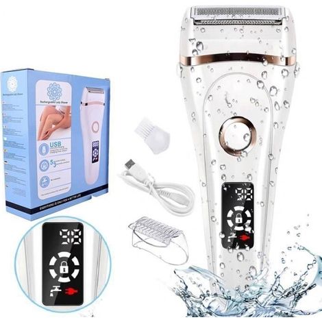Rasoir électrique indolore pour femmes Tondeuse à poil et bikini rasoir électrique rechargeable pour une épilation (1/4)