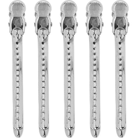 Lot de 12 pinces à cheveux bec de canard - Grand angle d'ouverture, force de serrage accrue, outil de coiffure pratique et durable - Argenté (1/5)
