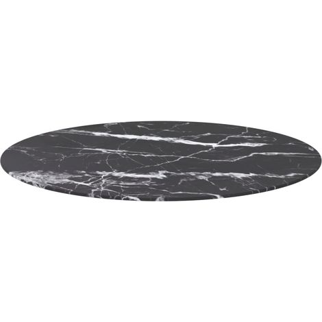 Maison Exclusive - Dessus de table noir Ø90x1 cm verre trempé avec design marbre