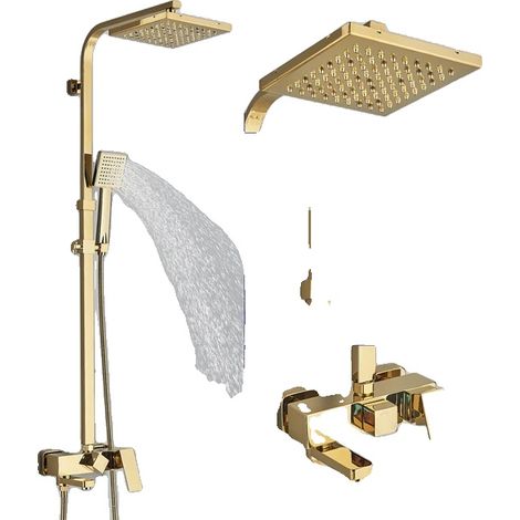 Robinet de douche, construction en laiton, double commande, Or Brillant A (1/2)
