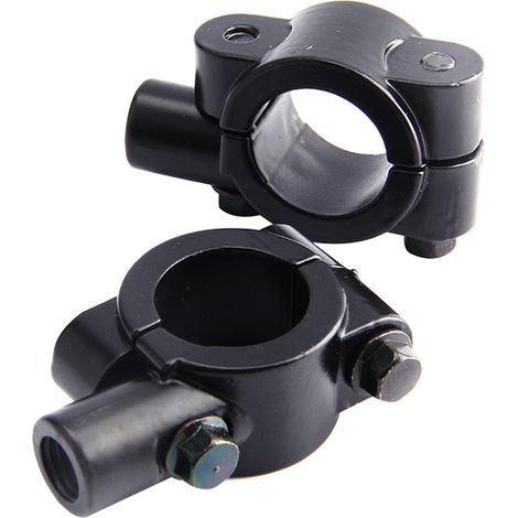 Support Miroir Rétroviseur Moto Universel Noir 2 Pièces Fixation Guidon 10mm 7/8" Pince Aluminium (1/5)