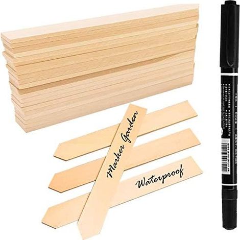 50Pcs Étiquettes de Plantes en Bois avec Un Stylo Marqueur, Pointu Signe de la Plante Imperméable Écologiques Marqueurs de Jardin pour Semences Herbes Fleurs Légumes (15.3 x 2 cm) (1/5)