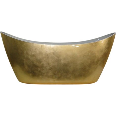 Bernstein – Freistehende Badewanne Siena – Acryl 173x73cm – Blattgold Oberfläche – Doppelwandig für optimale Wärmeisolierung (1/5)