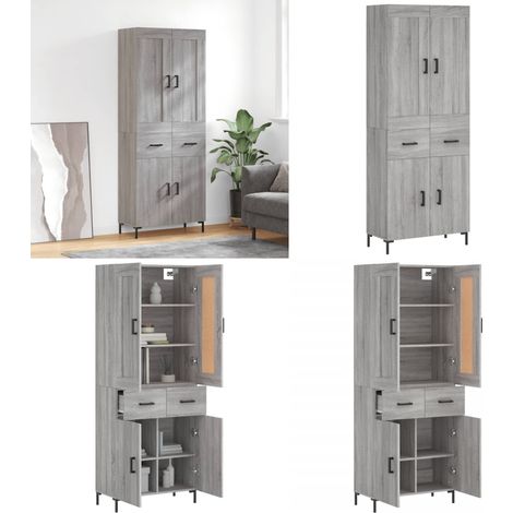Highboard Grau Sonoma 69,5x34x180 cm Holzwerkstoff - Holzwerkstoff - Schrank (1/5)