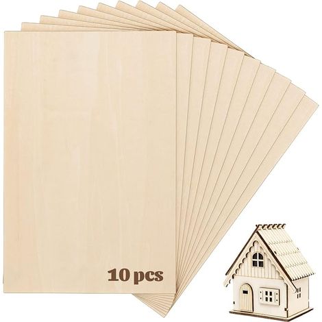 Balsa Wood Sheets, 300 x 200 x 1.5 mm Linden Wood Plywood Board, Thin Sheets for Crafts, Model DIY, Airplane, Craft Model Boat (1/4)