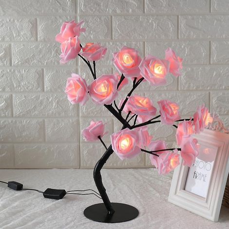 Petite lampe de table LED rose en forme d'arbre à fleurs pour la décoration intérieure (1/5)