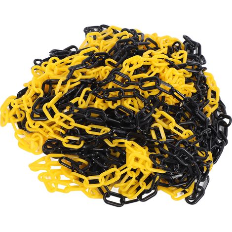 Ortviai Chaîne de Sécurité en PVC 8 mm × 25 m – Barrière de Séparation pour Cônes de Signalisation, Noir et Jaune (1/5)