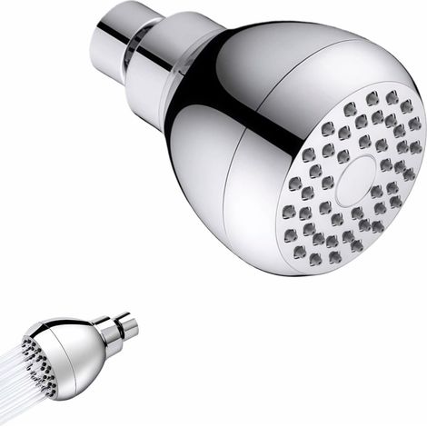 Pommeau de Douche Haute Pression, 45 Buses Auto-Nettoyantes, Rotule Laiton 360°, Anti-Obstruction Anti-Fuite, Jet Puissant Basse Pression, Pluie Spa (1/5)