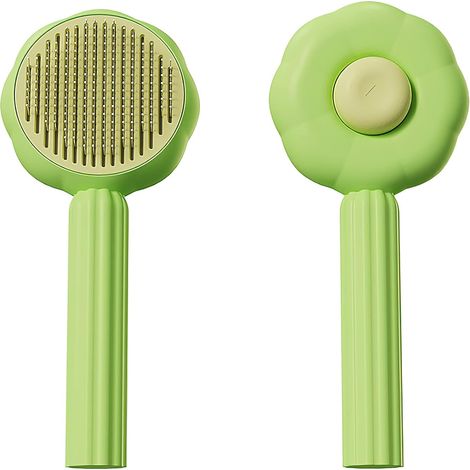 Brosse auto-nettoyante en forme de tournesol pour chats et chiens, manche antidérapant, élimine les poils morts en un clic