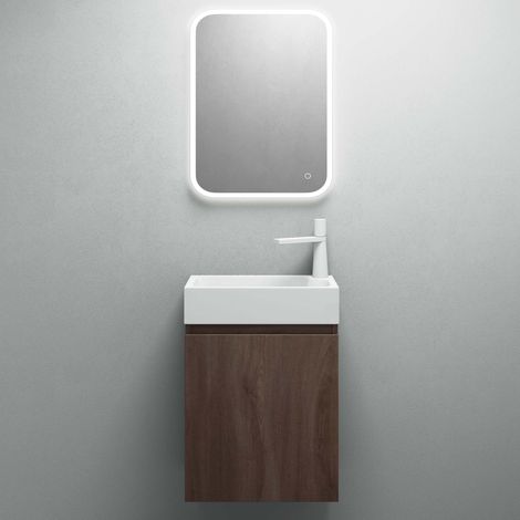 Mai & Mai Badmöbelset Badezimmermöbel bestehend aus Waschbecken LED-Spiegel und Waschbeckenunterschrank in Eiche Stirling, BTH: 46x26x63cm Pisa02 (1/5)