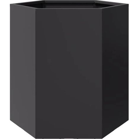 Pot de fleurs hexagonal noir, 46x40x45 cm, en acier. (1/5)