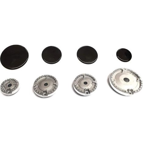 8 pièces - Brûleur de camping - Brûleur à mayonnaise - Sous-couches de table de cuisson - Pièces de table de cuisson - Noir - Dimensions du répartiteur de flamme : 90/65/65/44,7 - Dimensions du boucli (1/4)