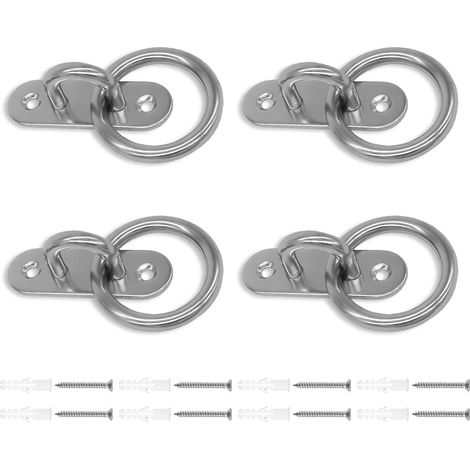 Set di 4 anelli da parete, anello di montaggio in acciaio inossidabile 304 per piastra, anello in metallo spesso 8 mm, piastra ellittica, adatto per scuderie, studi yoga e palestre