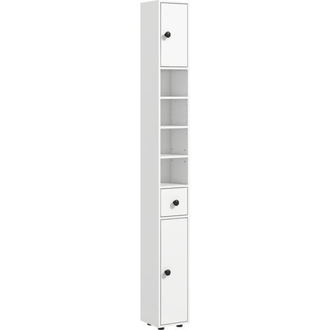 Colonna portaoggetti per bagno 20 x 20 x 180 cm cassetto salva-spazio stile moderno in truciolato bianco 210001996