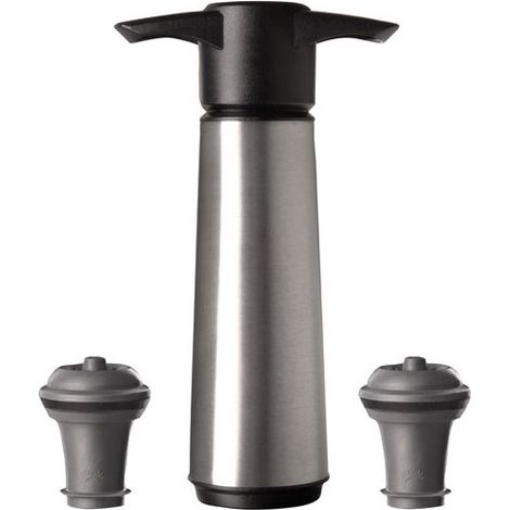 VACUVIN - Pompe mise sous vide acier brossé avec 2 bouchons (1/4)