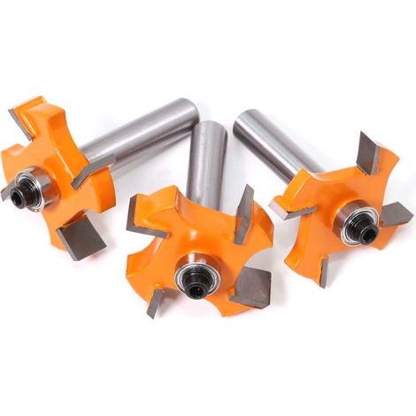 Gasea - Set di 3 frese per legno, 8 mm, 4 lame a T, a forma di fresa, colore: arancione (1/5)