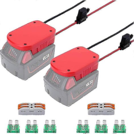 Adaptateur Power Wheel pour batterie Milwaukee M18, convertisseur 18V avec fusibles et bornes de fil, lot de 2 (2 paquets) (1/5)