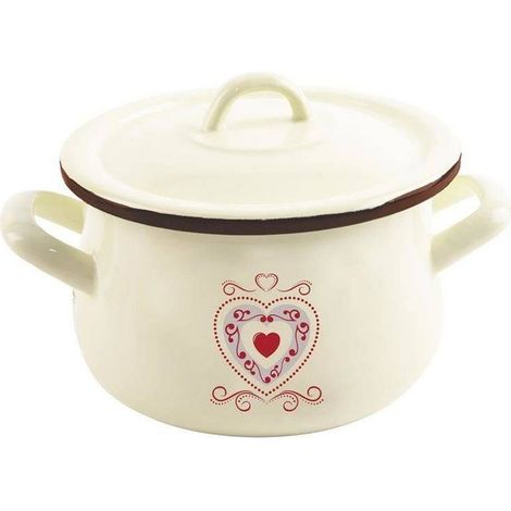 Olla esmaltada con tapa, beige, TONCA, 16 cm, 2,3 l (1/3)