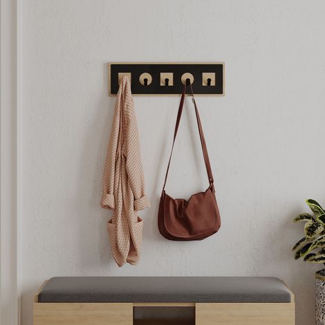 Decortie Icon Modern Hanger with 5 Hooks - Oak (1/4)