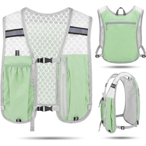 Chaleco unisex para correr, ajustable y transpirable, 3 bolsillos de almacenamiento y detalles reflectantes, ciclismo y maratones, Vegetal (1/5)