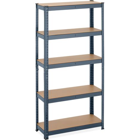 Estantería de almacenamiento de carga pesada 5 niveles ajustables 75 x 30 x 190 cm de MDF antracita 130012355 (1/5)