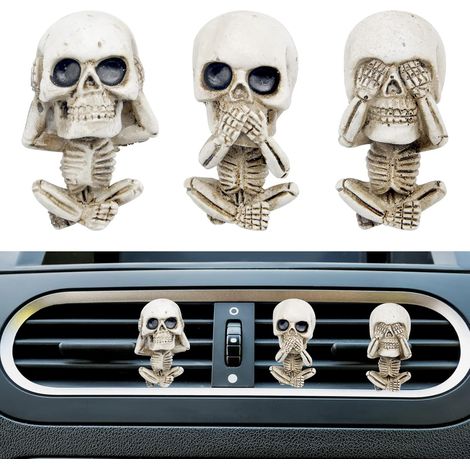 3 Pièces Diffuseur De Parfum De Voiture Tableau De Bord Intérieurs Squelette Auto Sortie D'air Clip De Ventilation Décoratif De Voiture Diffuseur De Sortie D'air Cadeaux pour Hommes Femmes (1/5)