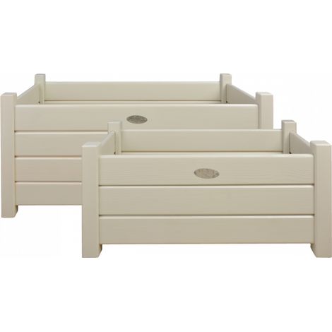 Lot de 2 bacs à Fleurs en Bois blanc pour Terrasse (1/4)