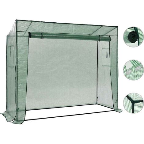 Serre de jardin avec porte zippée, acier et polyéthylène vert, 200 x 80 x 173 cm - PANGIVO (1/5)