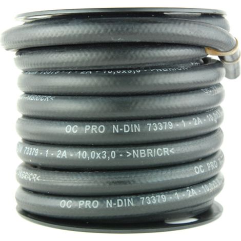 Manguera de combustible reforzada de 10 m – 8 mm de diámetro interior, 14 mm de diámetro exterior – NBR y CR resistente a combustibles y lubricantes.