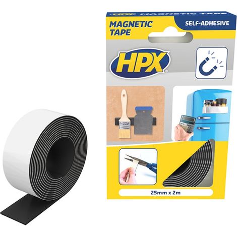 Nastro adesivo magnetico HPX, largo 25 mm e lungo 5 m.