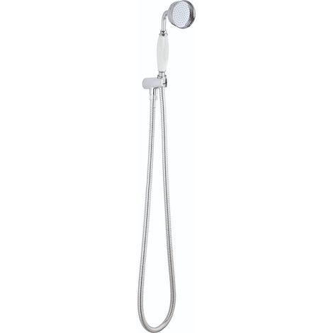 Hudson Reed Traditional Shower Handset with Hose and Bracket - White/Chrome (1/2)