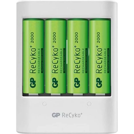 Chargeur USB Piles Rechargeables et 4 Piles AA NiMH - GP RECYKO (1/5)