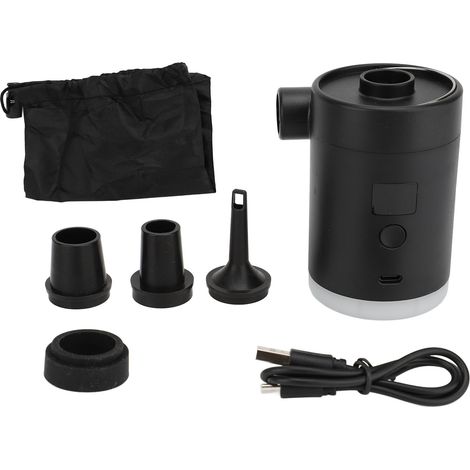 Pompe Portable gonflable, Mini gonfleur électrique Rechargeable avec écran d'affichage LED, lumière pour matelas noir (1/5)