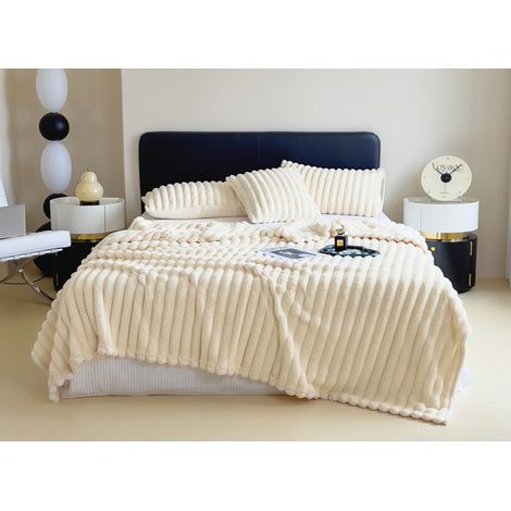 Deco In Paris – Plaid en velours côtelé épais beige 150x200 cm – Tissu doux et résistant – Confort cocooning pour salon et chambre