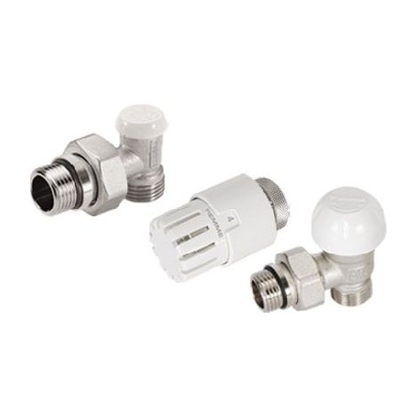 KIT VALVOLA TERMOSTATIZZABILE A SQUADRA TESTA TERMOSTATICA E DETENTORE 3/8" 24x19 fil (D.16)