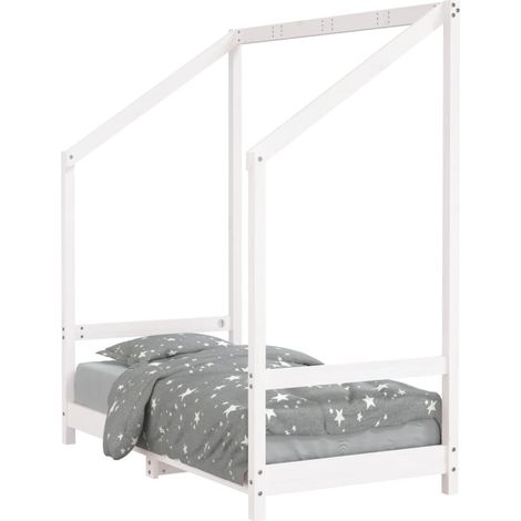 Lit simple Cadre de lit pour enfant blanc 70x140 cm bois de pin massif