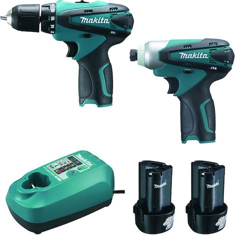 Makita – Perceuse-visseuse sans fil 12V LCT204J – 2 batteries Li-ion 1.3Ah – Couple 14/24Nm pour acier et bois – Coffret MAKPAC