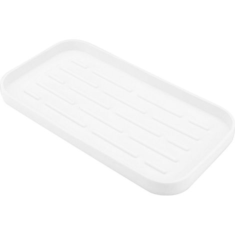 Tapis de séchage vaisselle en silicone design convexe bords surélevés doux flexible antiglisse bac égouttoir silicone pour plan de travail cuisine évier blanc (1/4)