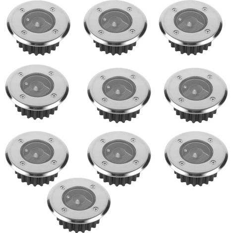 Spots encastrés au sol à LED solaires, ronds, 85 mm de diamètre, 10 unités par paquet. (1/5)