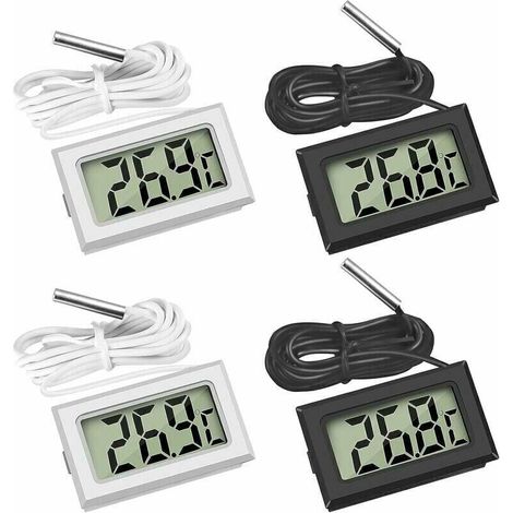 Mini Digital LCD Thermomtre Temprature avec Sonde de Temprature Capteur Testeur ,(2X Noir 2X Blanc) (1/4)