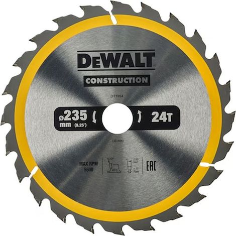 Dewalt – Lame de scie circulaire 190mm – Alésage 30mm – Carbure pour bois dur et matériaux composites – 24 dents – Construction robuste