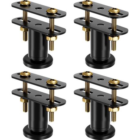 Lot de 4 pieds de lit réglables en hauteur 8-12 cm - Kit de renfort pour barre centrale et sommier à lattes - Supports robustes pour cadre de lit (Noir) (1/5)