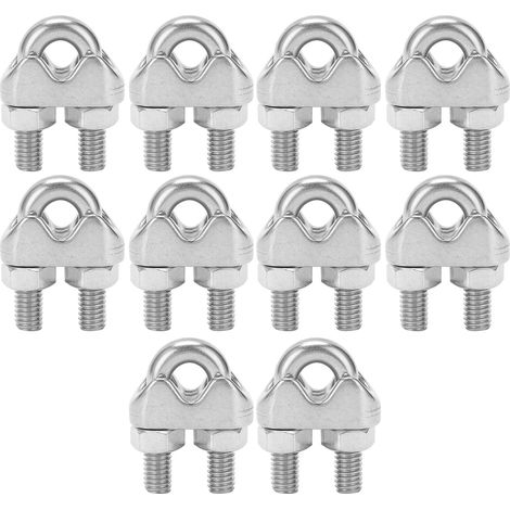Bride de câble en acier inoxydable M6 1/4 pouce, collier de serrage en U, jeu de 10 pièces pour fixation (1/5)